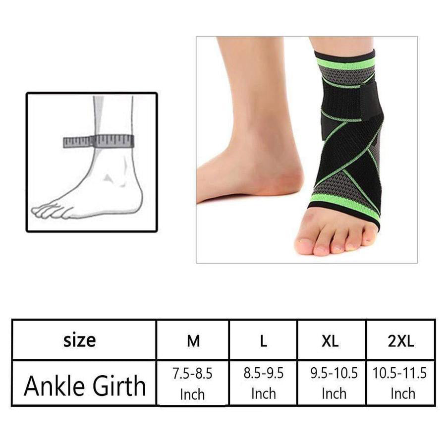 Ankle Brace Compression Support Sleeve - Adjustable Stabilizer Straps
