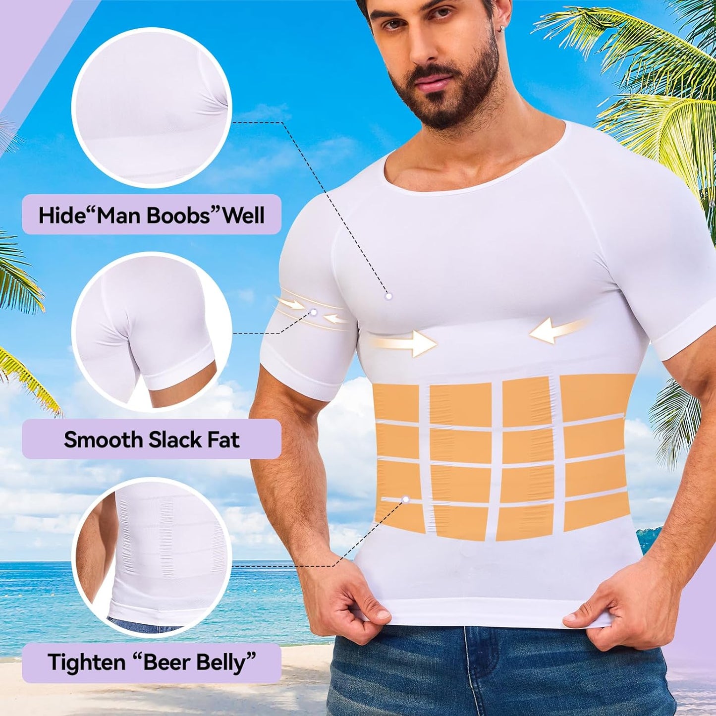 Men's Belly Shaper Shirt ~ Great For Work & Gym Attire