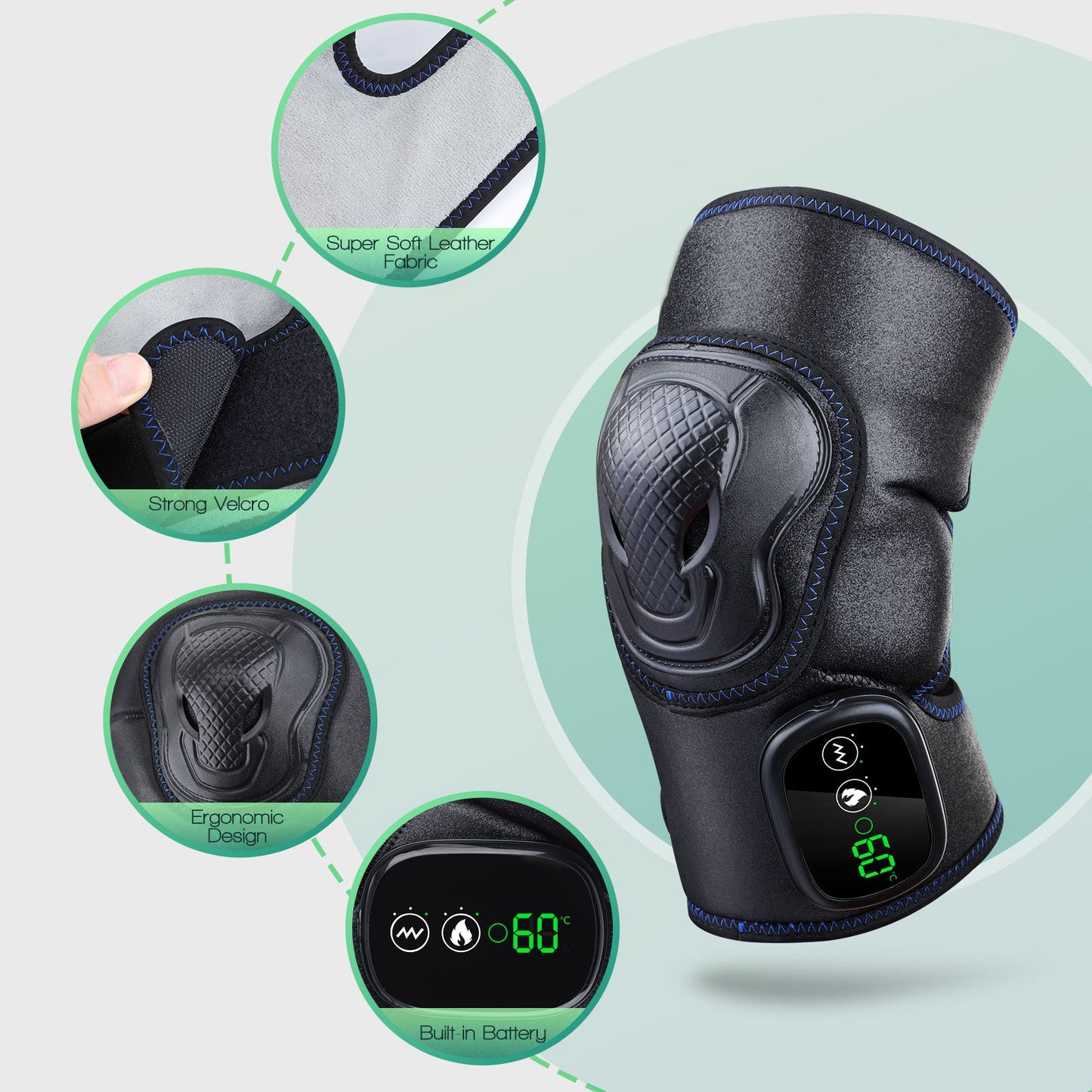 Heating Massage Knee Brace Wrap For Knee Pain Relief and Circulation