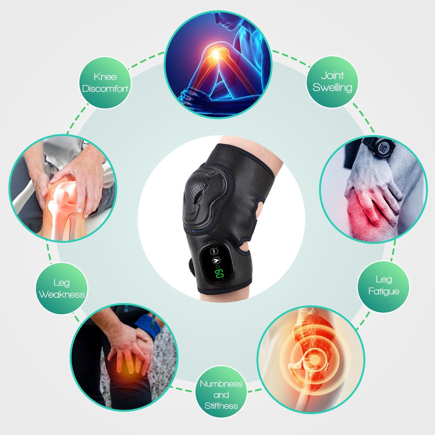 Heating Massage Knee Brace Wrap For Knee Pain Relief and Circulation