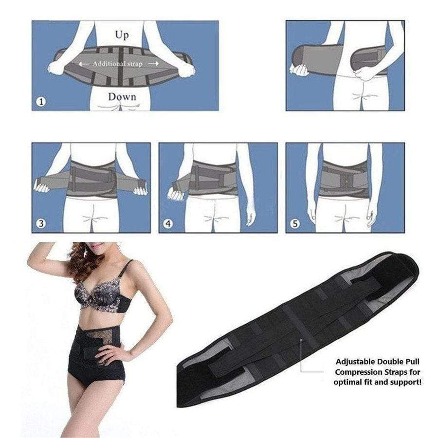 Lumbar Back Brace -  w/ Dual Sided Adjustable Compression Straps Back Brace upliftex
