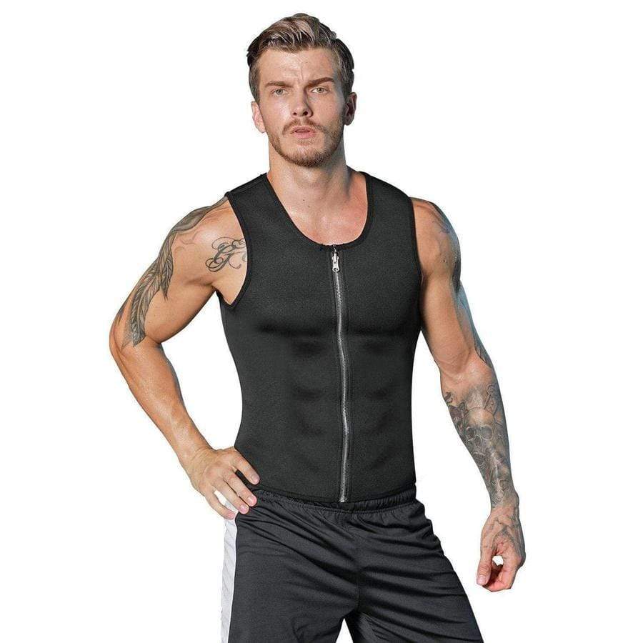 Men's Waist Training Zippered Sauna Vest - Burn Fat & Tone Up Waist Trainer for Men upliftex