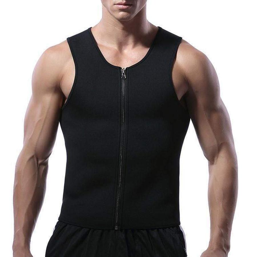 Men's Waist Training Zippered Sauna Vest - Burn Fat & Tone Up Waist Trainer for Men upliftex 2XL / Black