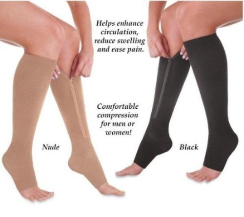 Zipper Compression Socks - Zip Up Support Stockings ~ Easy to Wear!