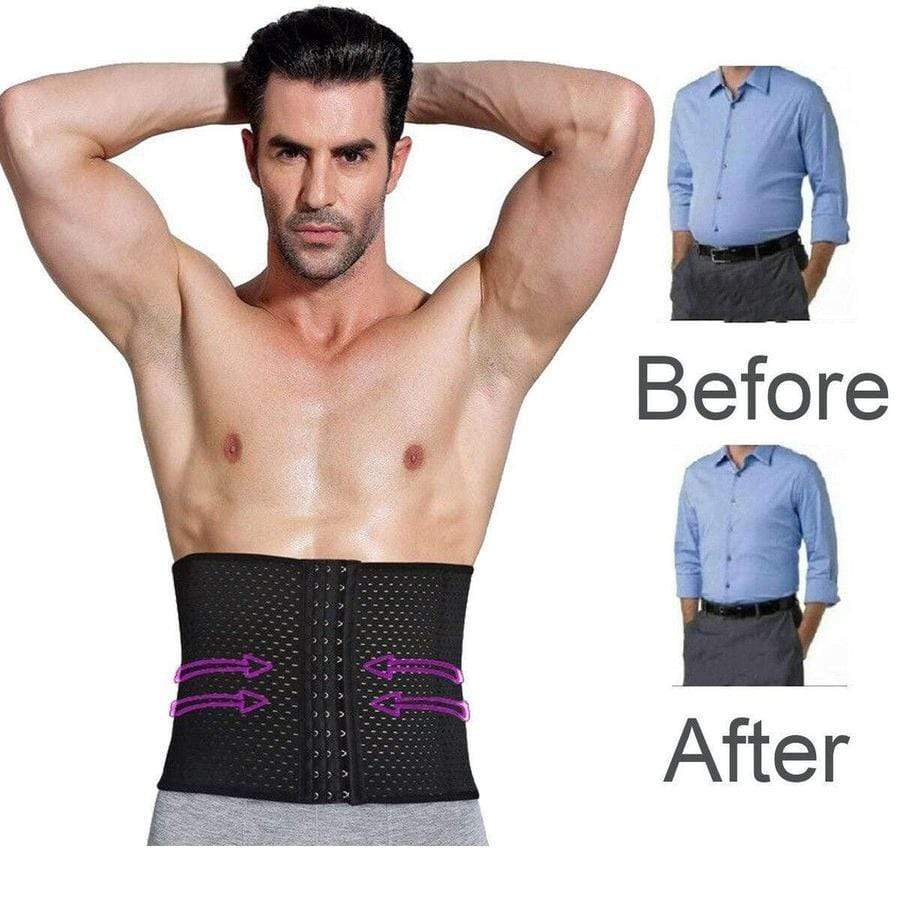 Premium Waist Trainer for Men - 3 Adjustable Hooks Waist Trainer for Men upliftex L