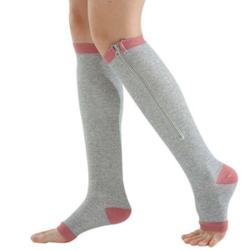 Zipper Compression Socks - Zip Up Support Stockings ~ Easy to Wear!