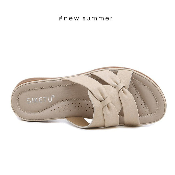 Wide Width Wedge Sandals for Women, Plus Size Retro Casual Comfort Slides