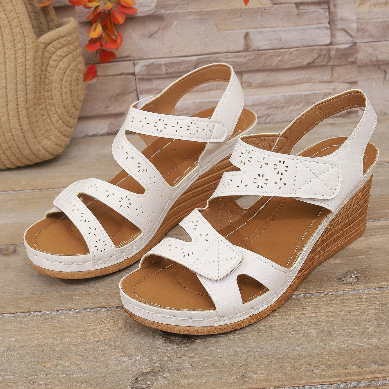 Platform Sandals for Women - Adjustable Criss-Cross Straps with Arch Support
