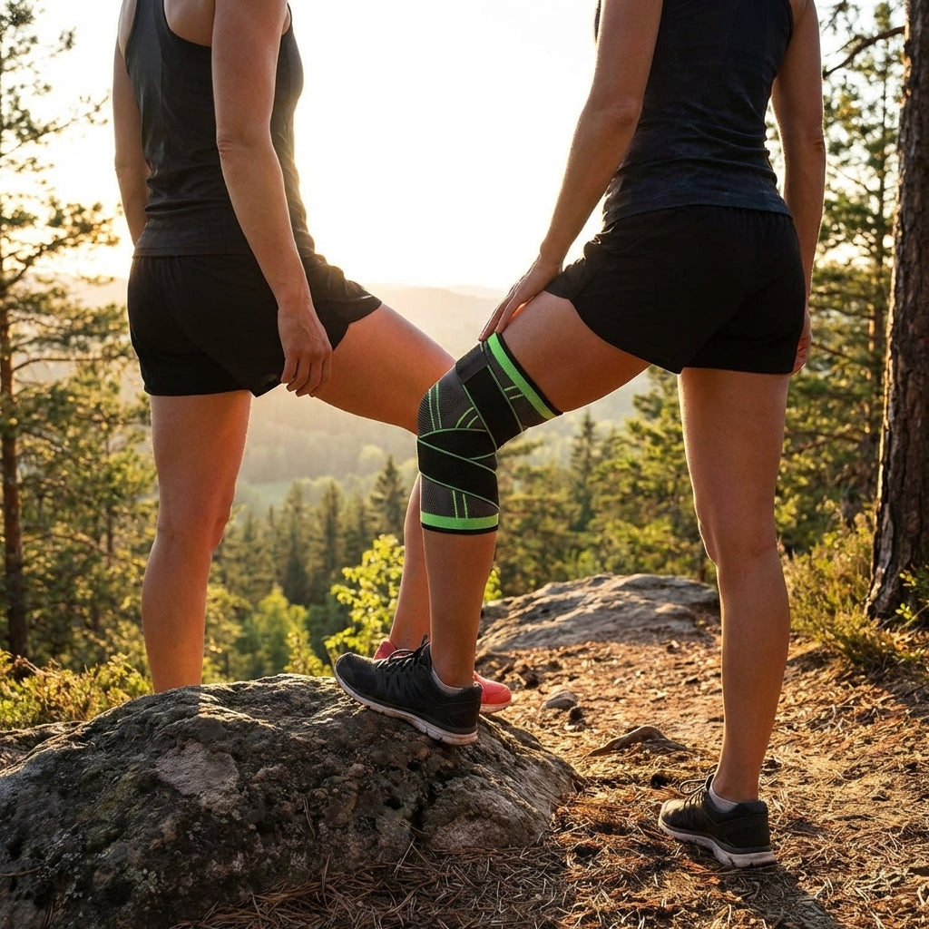 Knee Brace Compression Sleeve with Patella Stability Straps