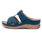 Leather Wedge Sandals, Plus Size Cross-Stitched Summer Comfort Slides