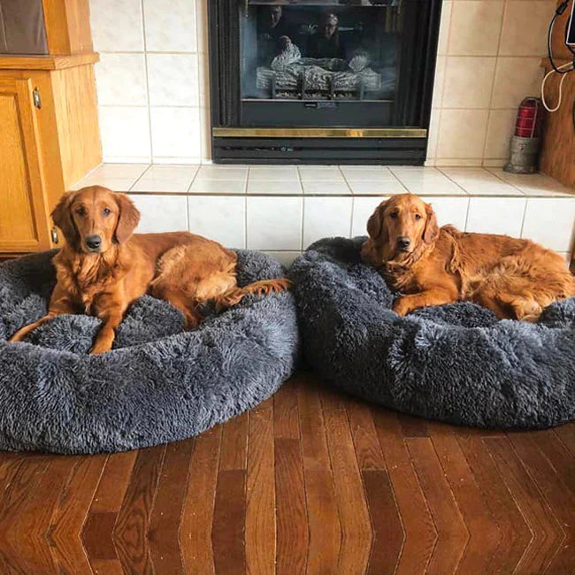 Calming Dog Bed: plush fabric and stitching detail