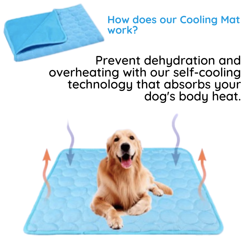 Self-Cooling Pet Mat: dog resting on the bed