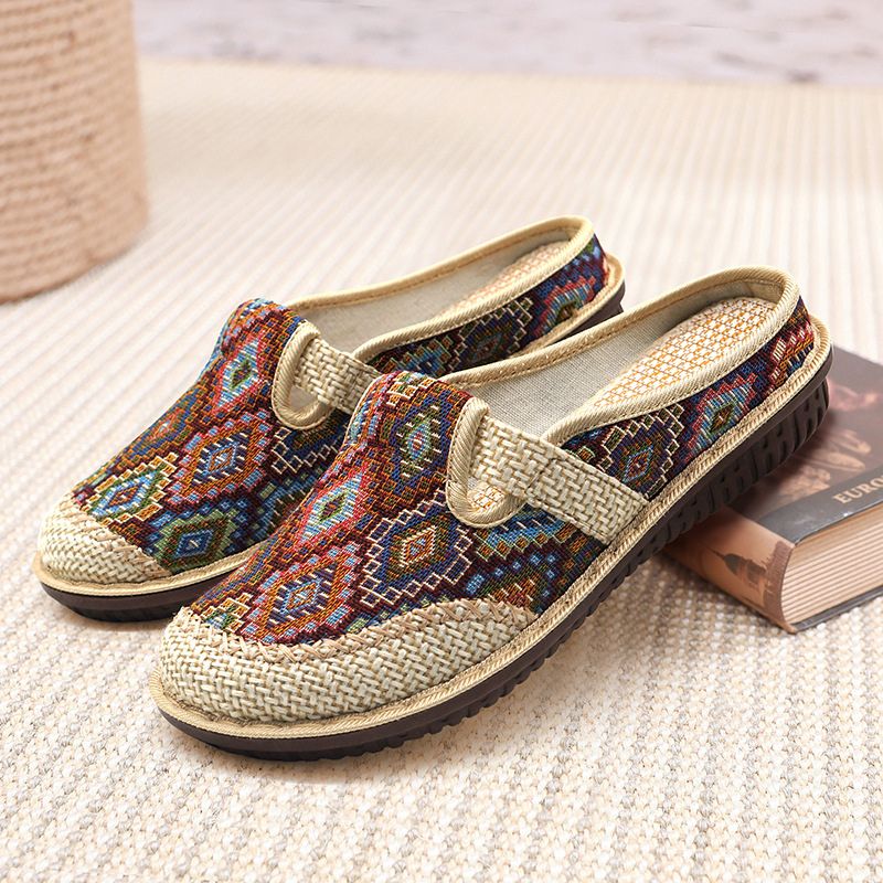 Women Orthopedic Sandals Summer Paisley Flat Comfortable Retro Vintage Soft Muller