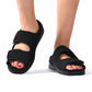 Wide diabetic open-toe sandal for swollen feet with two adjustable velcro straps, breathable mesh and a cushioned massage sole