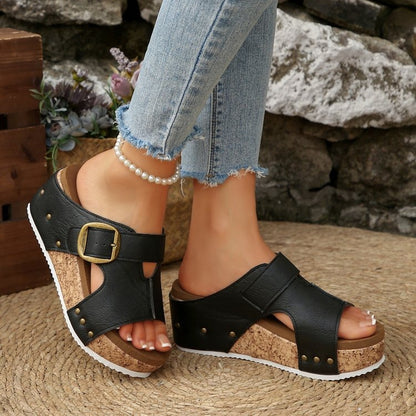 Comfortable Wedge Shoes for Women - Lightweight Slip-On Summer Sandals