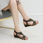 Women Wedge Sandals Leather Rhinestones Summer Beach Sandals