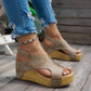 Studded Platform Wedge Sandals for Women - Peep Toe Summer Shoes with Cushioned Footbed