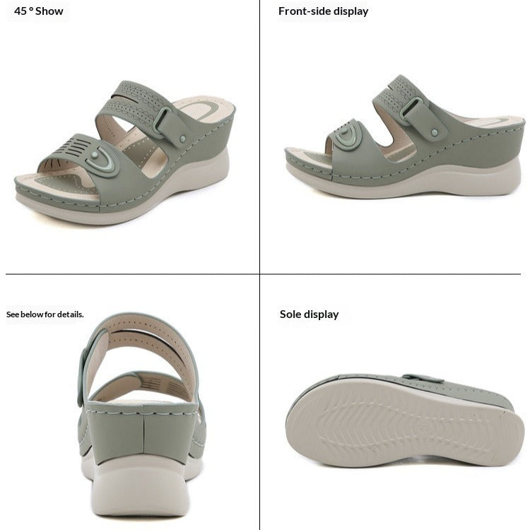 Wedge Beach Sandals for Women, Casual Summer Open Toe Walking Slides