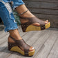 Studded Platform Wedge Sandals for Women - Peep Toe Summer Shoes with Cushioned Footbed