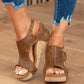 Women's Leather Platform Wedge Orthopedic Sandals
