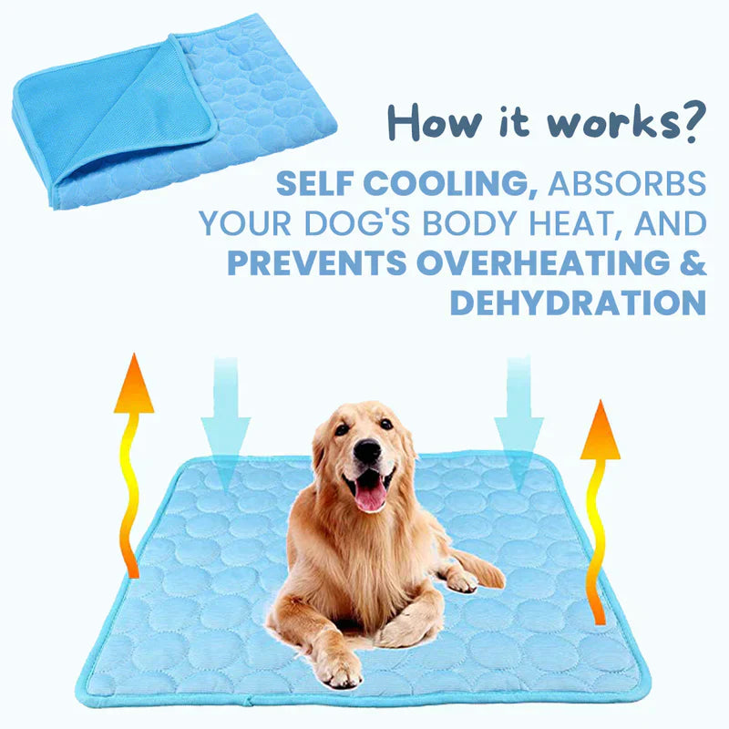 Pet Cooling Mat: dog resting on the bed