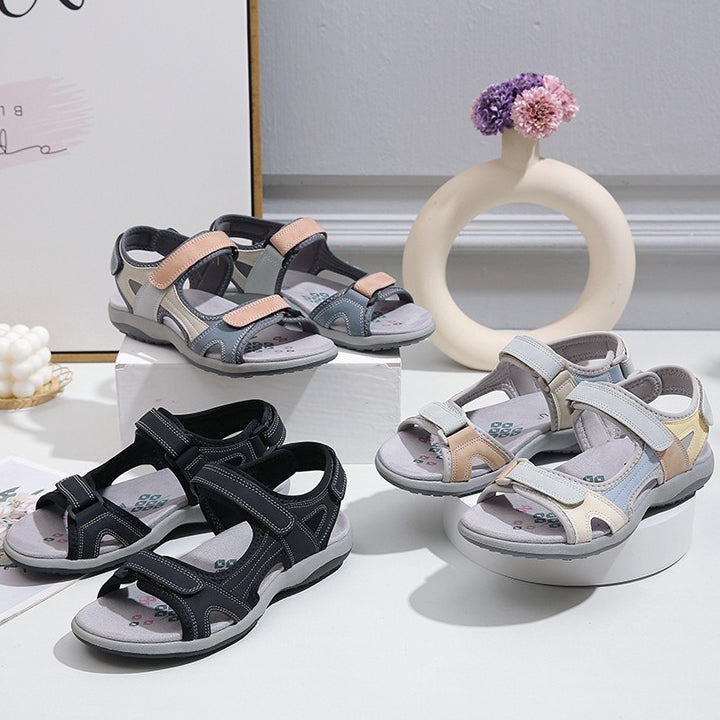Velcro Sport Sandals for Women, Color Block Lightweight Summer Slides