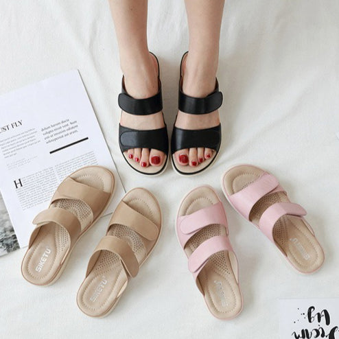 Beach Slide Sandals for Women, Velcro Massage Sponge Vacation Summer Slides