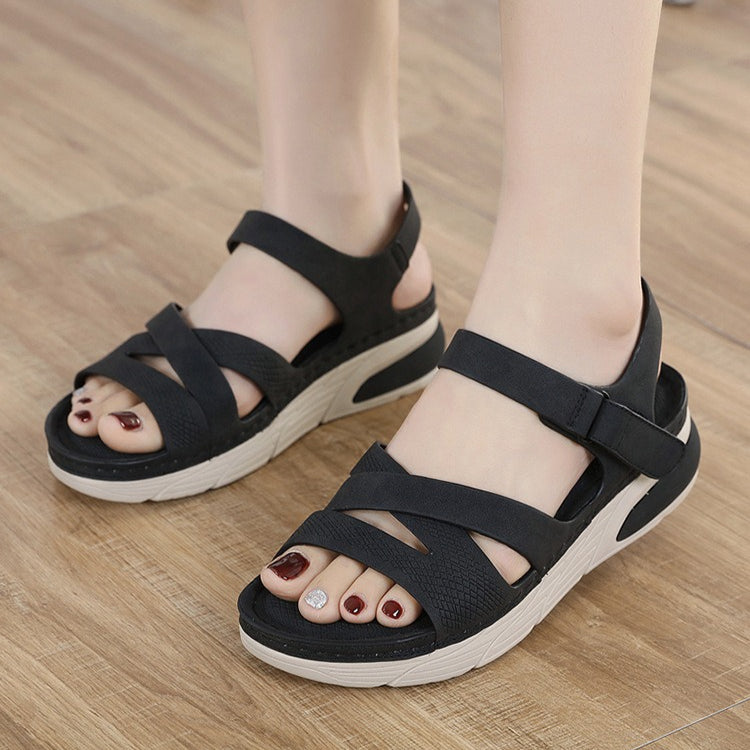 Sport Sandals for Women, Chunky Sole Hook-and-Loop Lightweight Summer Slides