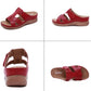 Leather Wedge Sandals, Plus Size Cross-Stitched Summer Comfort Slides