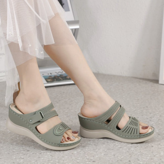 Wedge Beach Sandals for Women, Casual Summer Open Toe Walking Slides