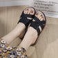 Wide Width Wedge Sandals for Women, Plus Size Retro Casual Comfort Slides