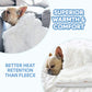 Fluffy Pet Blanket: sizing reference next to a dog