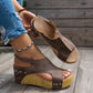 Studded Platform Wedge Sandals for Women - Peep Toe Summer Shoes with Cushioned Footbed