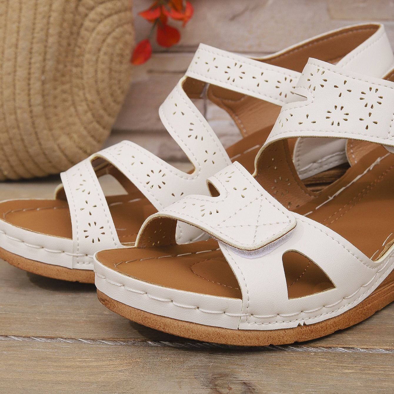 Platform Sandals for Women - Adjustable Criss-Cross Straps with Arch Support