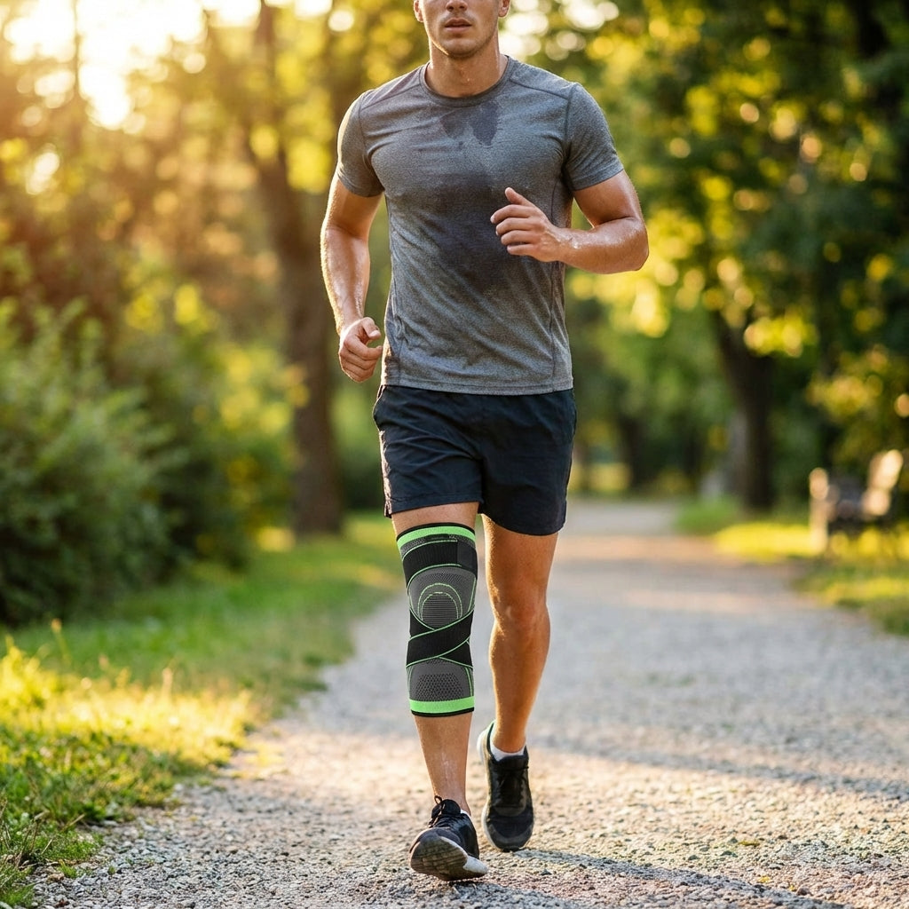 Knee Brace Compression Sleeve with Patella Stability Straps