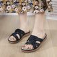 Wide Width Wedge Sandals for Women, Plus Size Retro Casual Comfort Slides