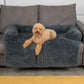 Calming Dog Furniture Cover: sizing reference next to a dog