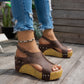 Studded Platform Wedge Sandals for Women - Peep Toe Summer Shoes with Cushioned Footbed