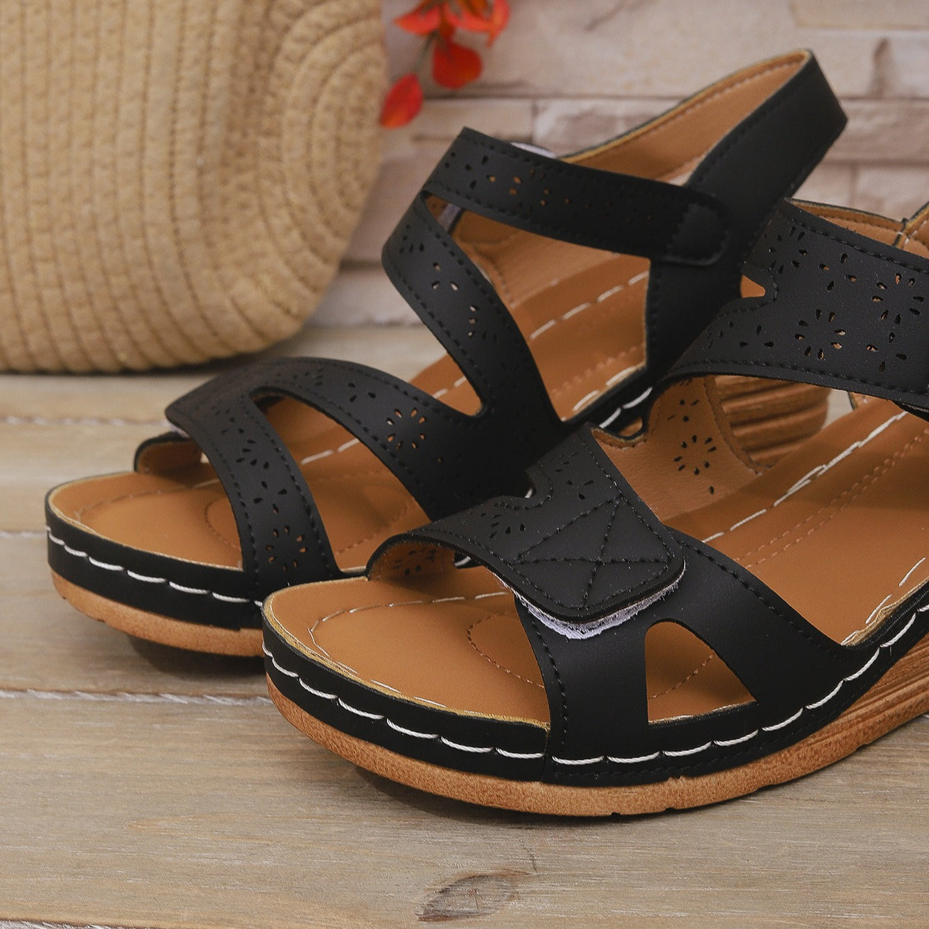 Platform Sandals for Women - Adjustable Criss-Cross Straps with Arch Support