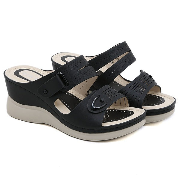 Wedge Beach Sandals for Women, Casual Summer Open Toe Walking Slides