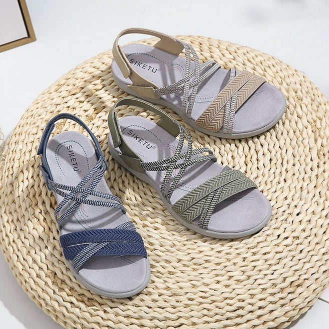 Elastic Sport Sandals for Women, Stretchy Velcro Athletic Walking Slides