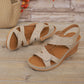 Platform Sandals for Women - Adjustable Criss-Cross Straps with Arch Support