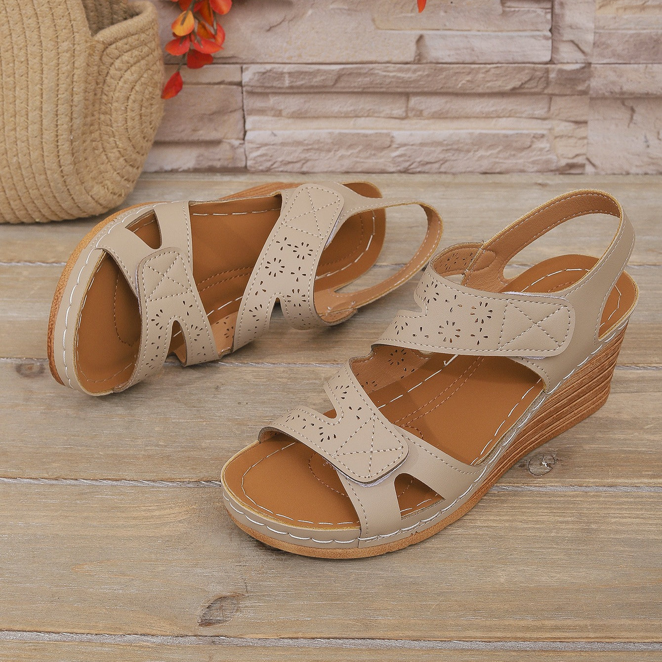Platform Sandals for Women - Adjustable Criss-Cross Straps with Arch Support