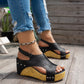 Studded Platform Wedge Sandals for Women - Peep Toe Summer Shoes with Cushioned Footbed