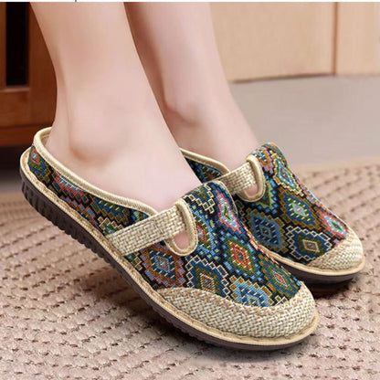 Women Orthopedic Sandals Summer Paisley Flat Comfortable Retro Vintage Soft Muller