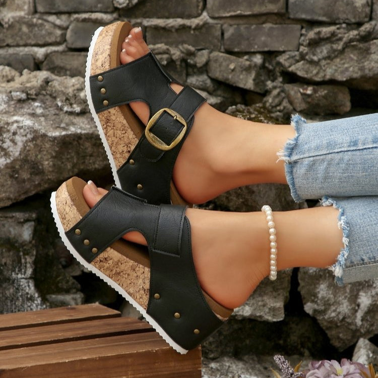 Comfortable Wedge Shoes for Women - Lightweight Slip-On Summer Sandals