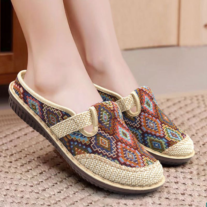 Women Orthopedic Sandals Summer Paisley Flat Comfortable Retro Vintage Soft Muller