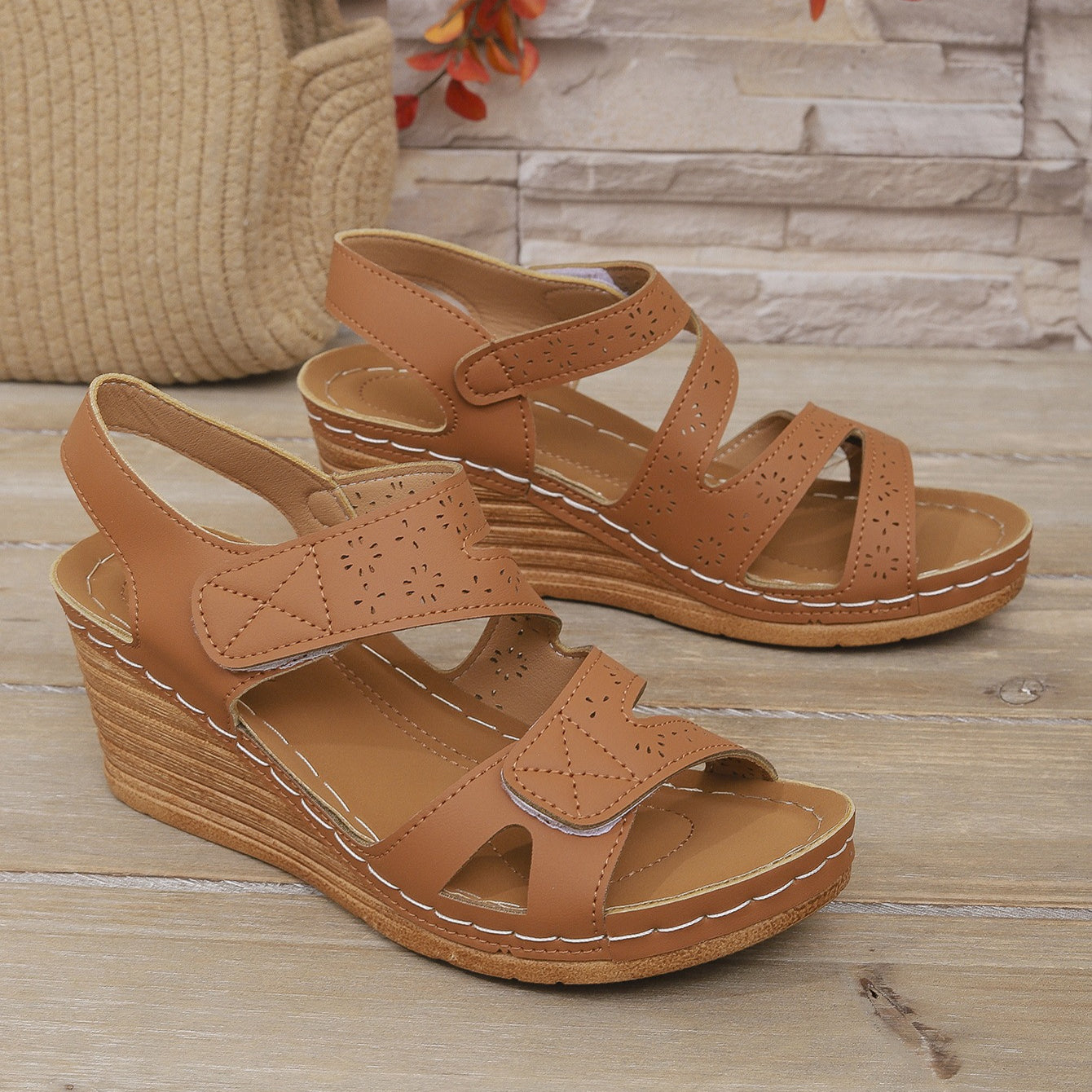 Platform Sandals for Women - Adjustable Criss-Cross Straps with Arch Support