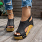 Studded Platform Wedge Sandals for Women - Peep Toe Summer Shoes with Cushioned Footbed