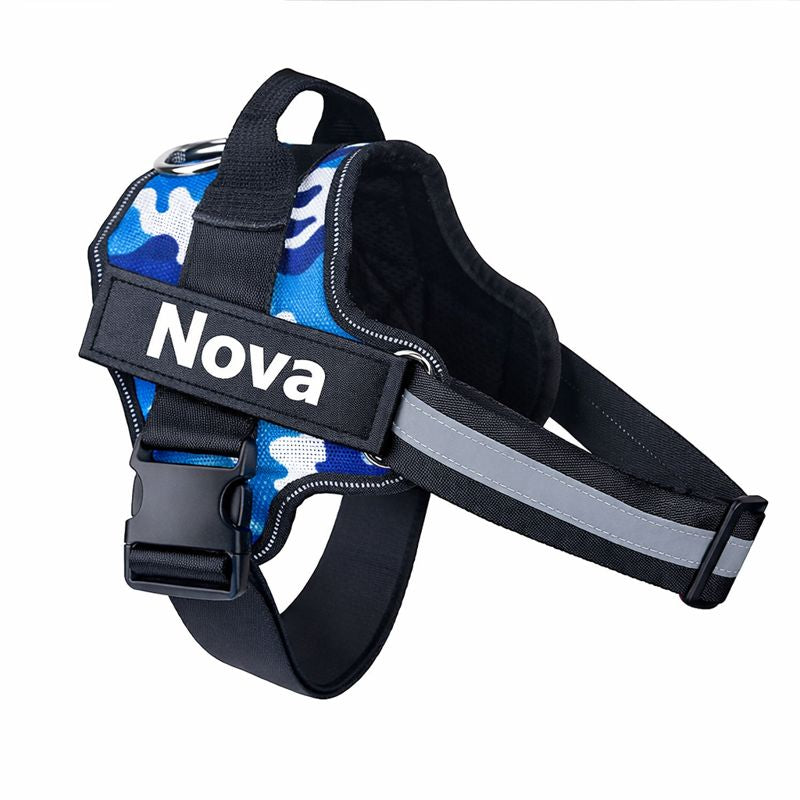 Custom No Pull Dog Harness: side view on a dog